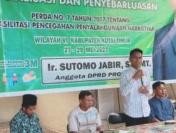 Sutomo Jabir, Gelar Sosper Tentang Fasilitasi Pencegahan Penyalahgunaan Narkotika di Kutim » Berita Kutim