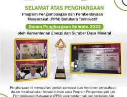 Penghargaan Subroto Award 2022 diraih oleh PT Berau coal lewat program PPM