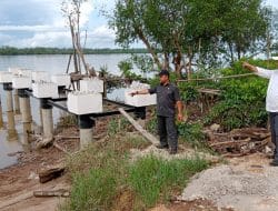 Ketua DPRD Berau, Madri Pani meninjau pembangunan dermaga di Kampung Sukan Tengah