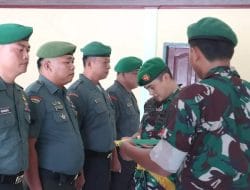 Kodim 0902/BRU Gelar Upacara Kenaikan Pangkat Prajurit Bintara dan Tamtama